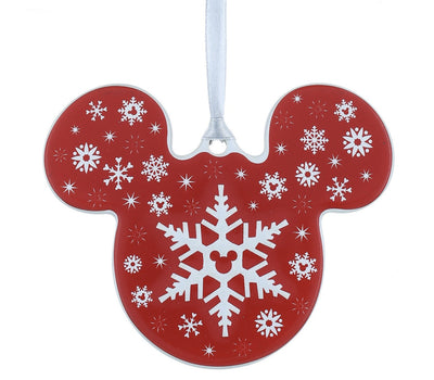 Disney Parks Mickey Icon Snowflake Red Disc Christmas Ornament New With Tags