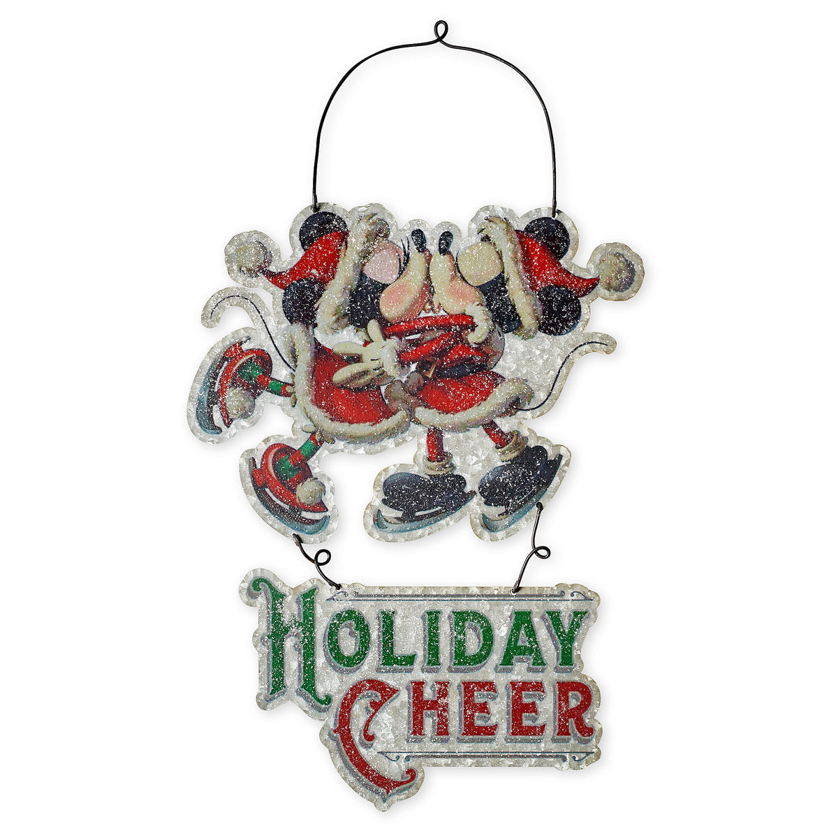 Disney Parks Santa Mickey Minnie Holiday Cheer Metal Holiday Sign New with Tags