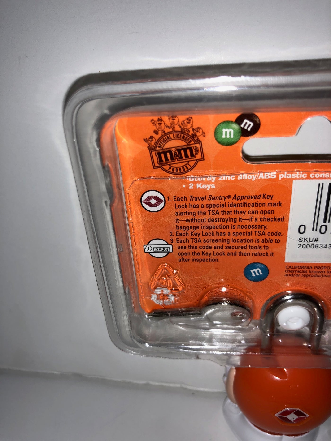 M&M's World Character Orange Luggage Lock TSA Accepted New Sealed
