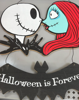 Disney Nightmare Before Christmas Jack Sally Halloween Forever Hanging Sign New