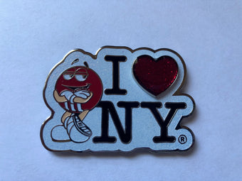 M&M's World I Love New York Red Glitter Metal Magnet New