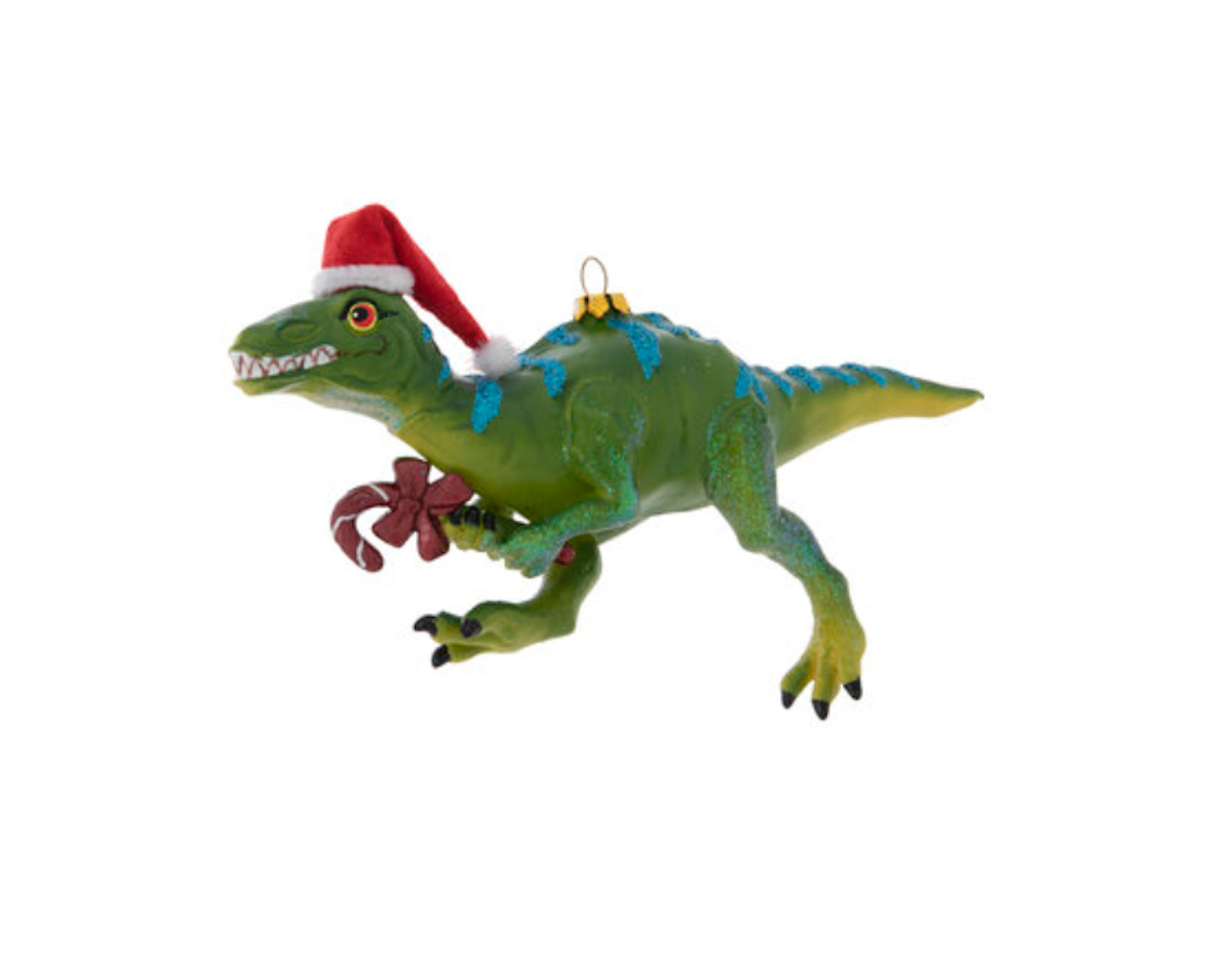 Robert Stanley Santa Green Dinosaur Candy Cane Christmas Ornament New Tag