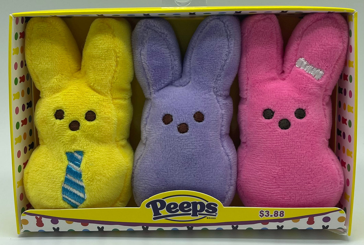 Peeps Easter Peep Plush Yellow Pink Purple Bunny Pet 3pk Toy 2 New with Box