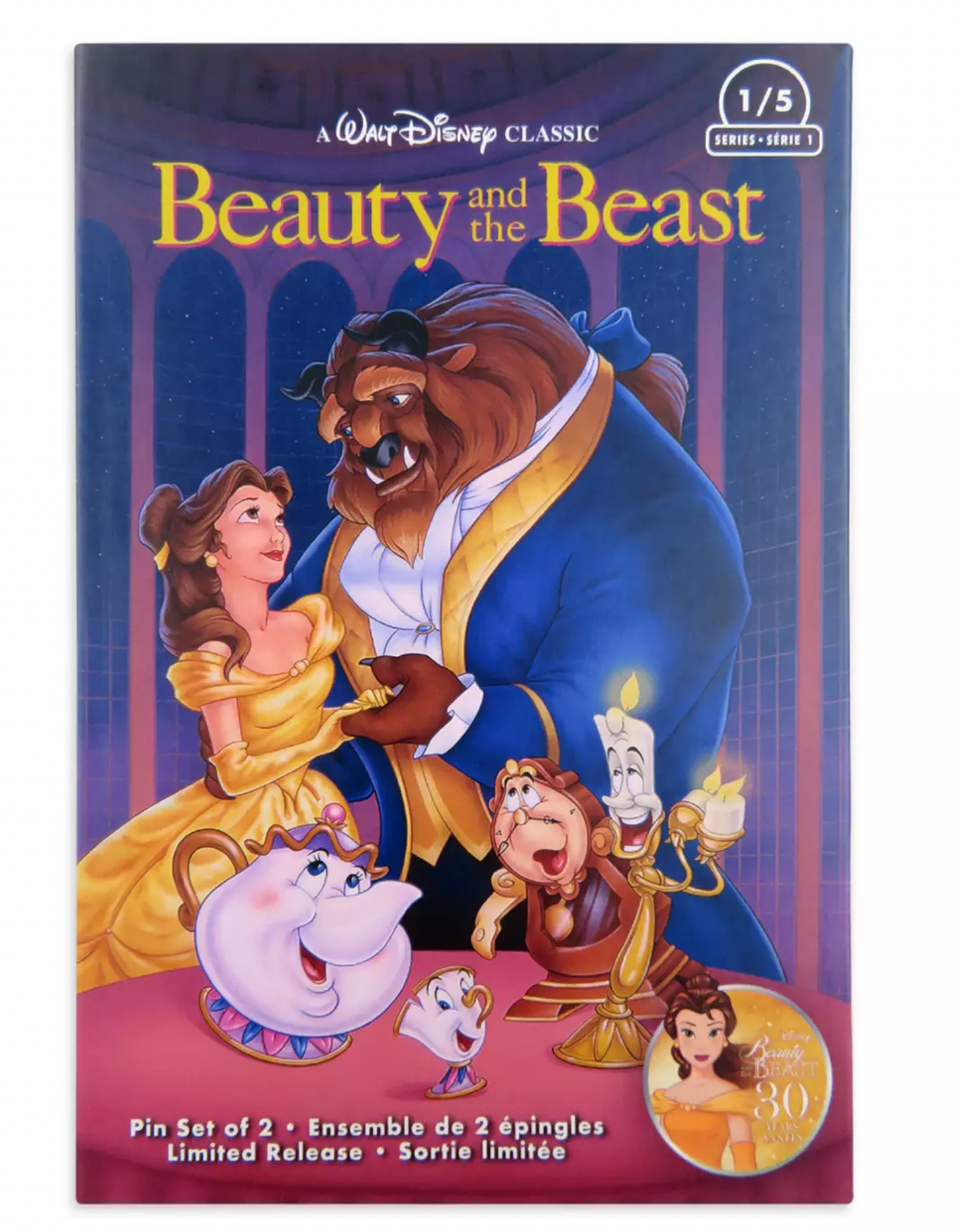 Disney Beauty and the Beast VHS Pin Set Limited Release New