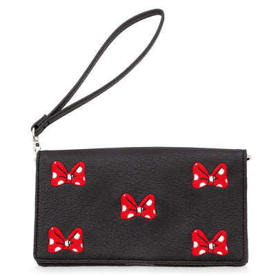 Disney Parks Bow Crazy Minnie Mouse Crossbody Wristlet New with Tags