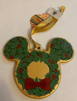 Disney Parks Mickey Icon Castle Holiday Disc Christmas Ornament New With Tags