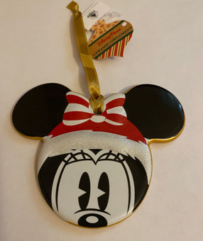 Disney Parks Santa Minnie Icon Disc Ceramic Christmas Ornament New With Tags