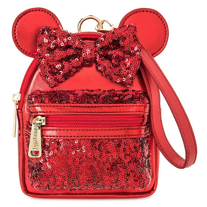 Disney Parks Minnie Mouse Red Sequined Mini Backpack Wristlet New with Tags