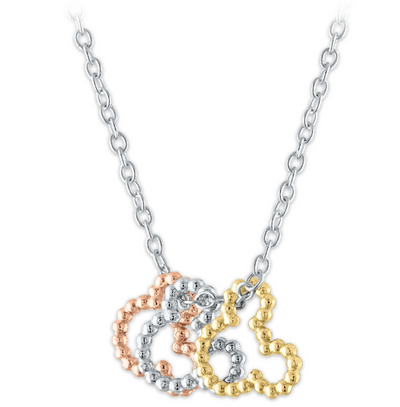 Disney Parks Mickey Three Color Icon Sterling Silver Necklace New with Box