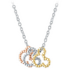 Disney Parks Mickey Three Color Icon Sterling Silver Necklace New with Box