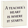 Hallmark A Teacher's Heart is Where it Starts Wood Quote Sign New