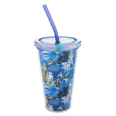 Disney Parks Star Wars Vintage 16 oz Tumbler with Straw New
