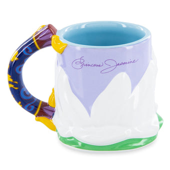 Disney Parks Jasmine Lotus Flower Sculpted Magic Carpet Handle Ceramic Mug