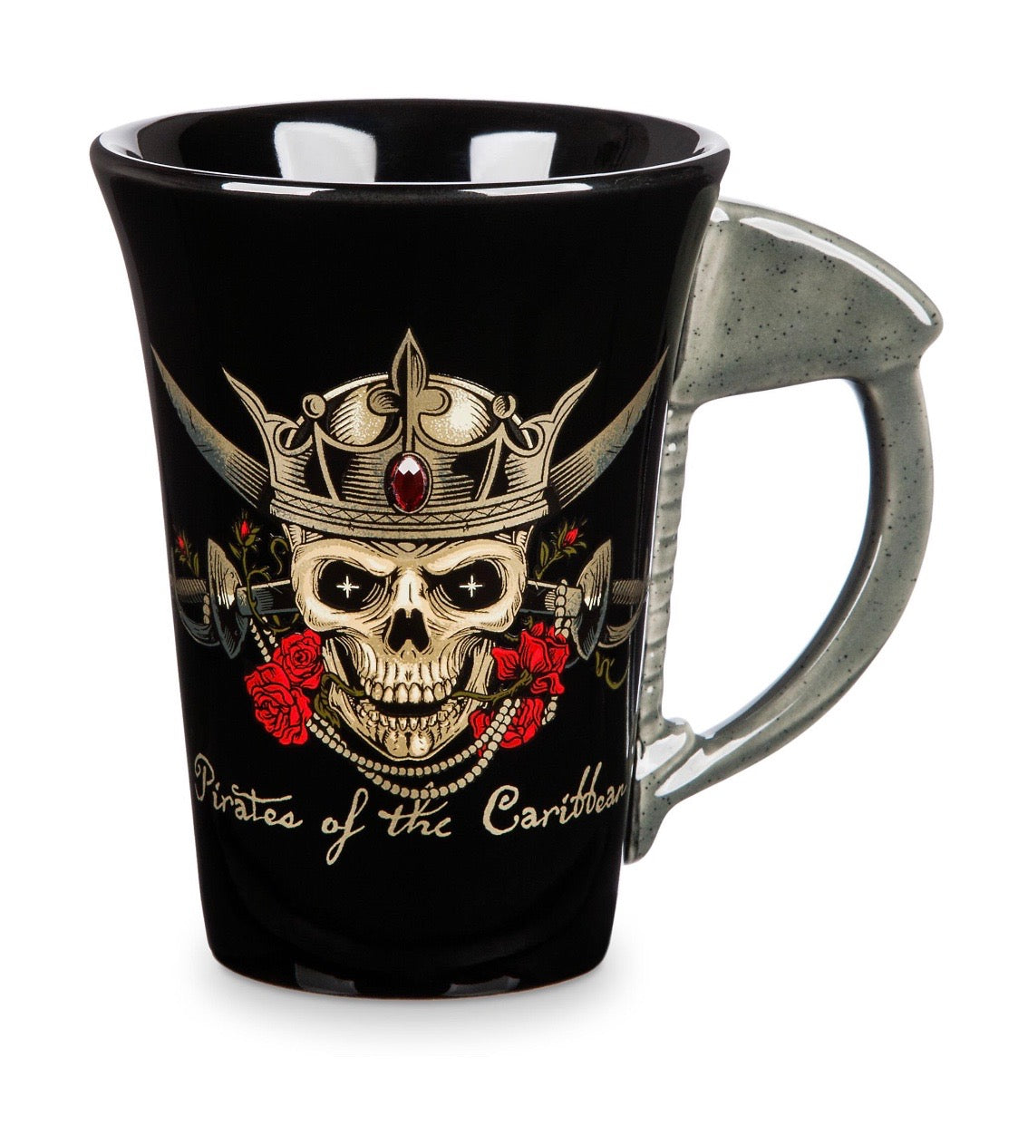 Disney Parks Pirates of the Caribbean Skull with Roses Coffee Mug New