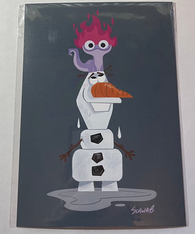 Disney Artist Frozen Olaf Friends Bill Schwab Postcard Wonderground Gallery New