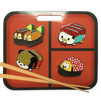 Disney Mickey and Friends Sushi Flair Pin Set New with Card