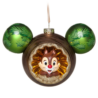 Disney Parks Chip 'n Dale Glass Mickey Icon Ornament New with Tags