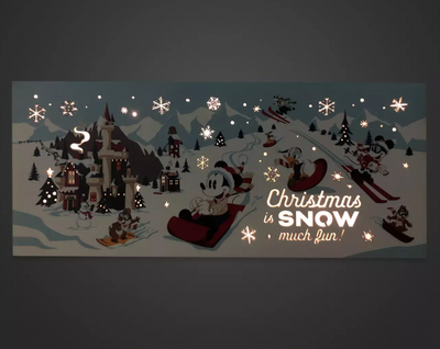 Disney Walt's Holiday Lodge Mickey Friend Sledding Christmas Light Up Sign New