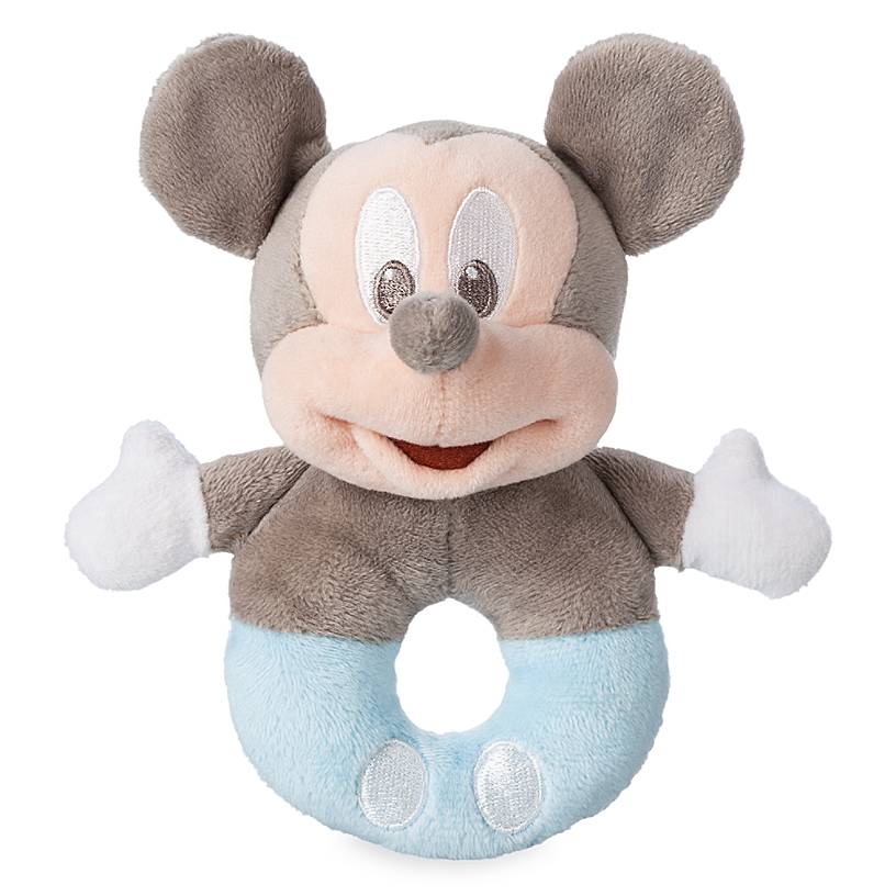 Disney Parks Blue Mickey Mouse Rattle for Baby Plush New with Tag