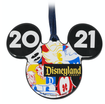 Disney Parks Disneyland 2021 Mickey Disc Ceramic Christmas Ornament New with Tag