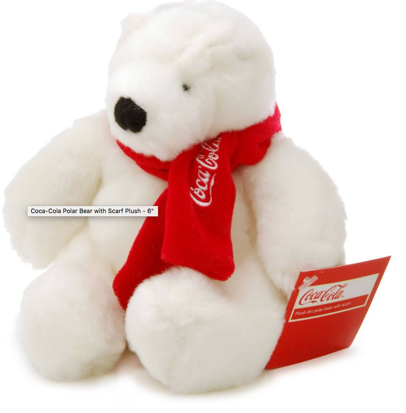 Authentic Coca-Cola Coke Polar Bear with Scarf Plush 6 inc New with Tag