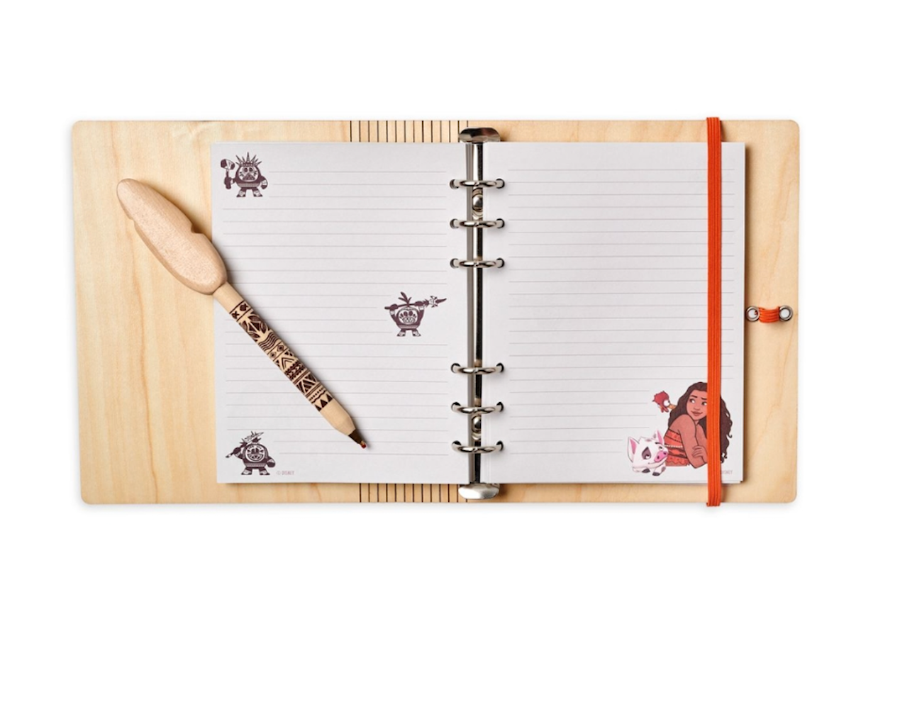 Disney Parks Princess Moana Wood Journal with Oar Pen New