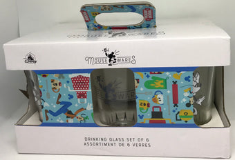 Disney Parks Mouse Wares and Friends Drinking Glass Set of 6 New with Box