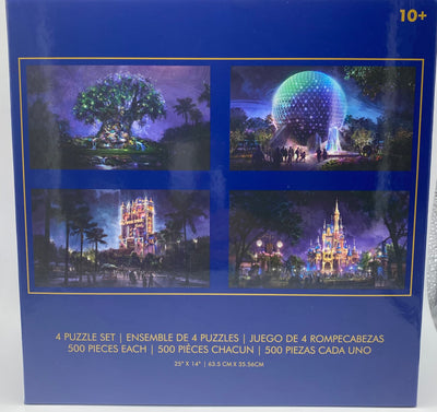 Disney Walt Disney World 50th Four Parks By Night 4 x 500 Pieces Puzzle New Box