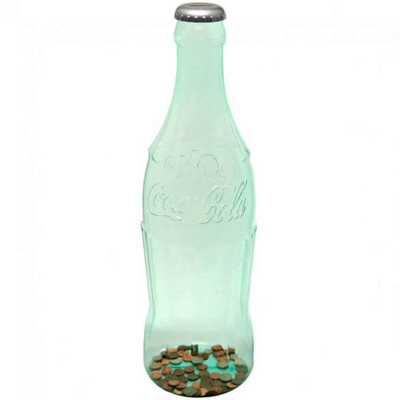 Authentic Coca Cola Coke Large Green Tint Bottle Coin Bank 20inc New