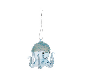 Robert Stanley Blue Octopus Glass Christmas Ornament New with Tag