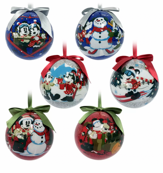 Disney Walt's Holiday Lodge Mickey Friends Christmas Ball Ornament Set New w Box