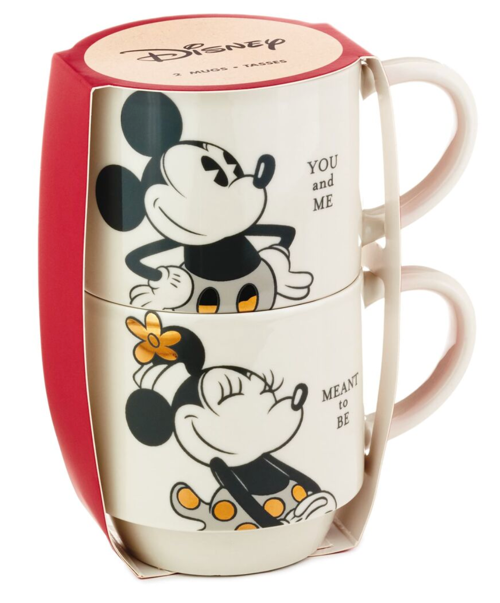 Hallmark Valentine Disney Mickey Minnie You and Me Stacking Mugs Set of 2 New