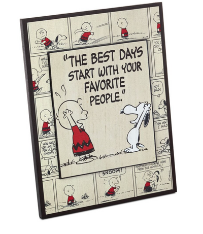 Hallmark Peanuts Charlie Brown and Snoopy Best Days Wood Quote Sign New