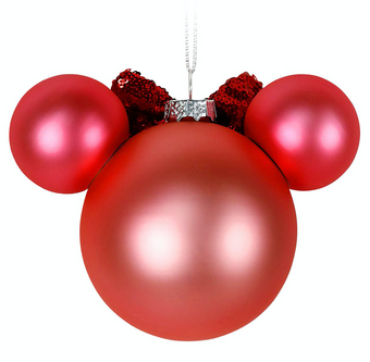 Disney Parks Minnie Nice List Glass Ball Christmas Ornament New with Tag