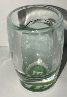 M&M's World Green Big Face Clear Shot Glass New