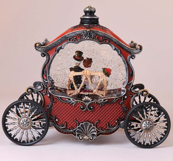Cracker Barrel Skeleton Carriage Glitter Globe New With Box