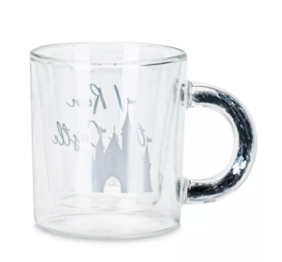Disney Parks Princess Cinderella I Run This Castle Glass Mug with Glitter New