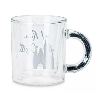 Disney Parks Princess Cinderella I Run This Castle Glass Mug with Glitter New