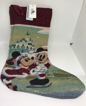 Disney Parks 2020 Holiday Mickey and Minnie Skating Christmas Stocking New Tag