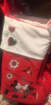 Disney Parks Mickey & Minnie Skating Holiday Christmas Stocking New with Tags