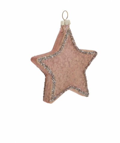 Robert Stanley Brown Glitter Star Glass Christmas Ornament New with Tag