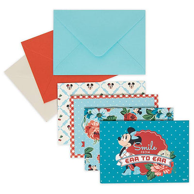 Disney Parks Back in the Day Mickey and Minnie Mouse Retro Notecard Set New
