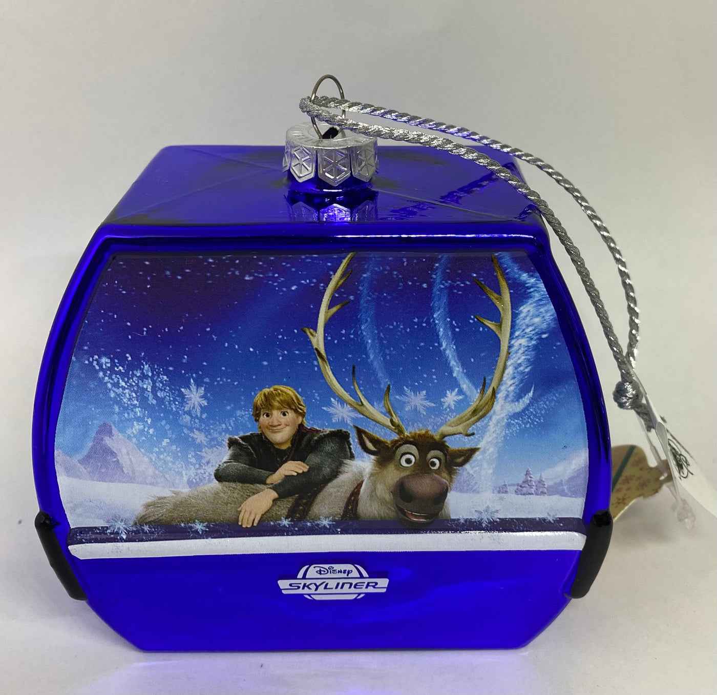 Disney Parks Skyliner Frozen Anna Elsa Glass Christmas Ornament New with Tag