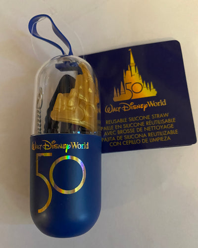 Disney WDW 50th Magical Celebration Reusable Silicone Straw New with Tag