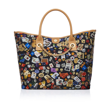 Macao Life is a Game Black Tote Bag Made in Italy by Divo Diva New
