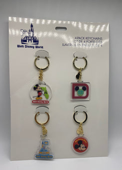 Disney WDW 50th Magical Celebration Mickey Castle 4 Pack Keychains New with Card