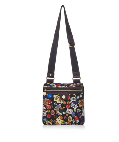 Madrid Life is a Game Black Brown Shoulder Bag Made in Italy by Divo Diva New