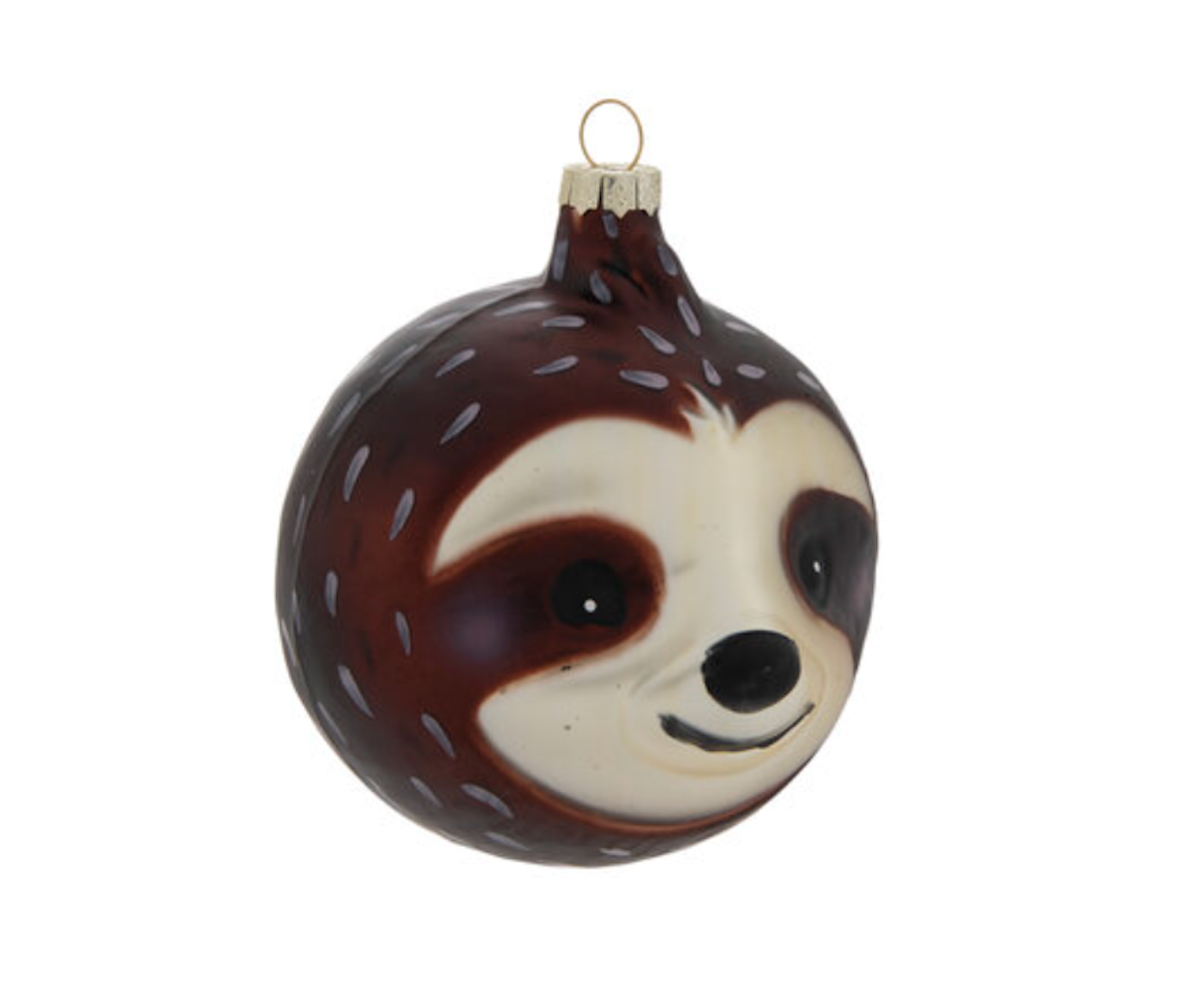 Robert Stanley Sloth Head Glass Christmas Ornament New with Tag