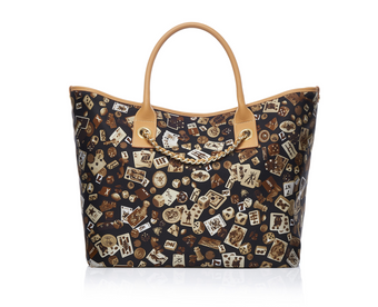 Macao Life is a Game Dark Brown Tote Bag Made in Italy by Divo Diva New