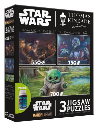 Disney Thomas Kinkade 3 Jigsaw Puzzles Star Wars Mandalorian New With Box